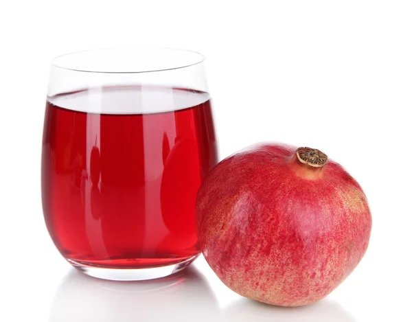 Glass of fresh garnet juice isolated on white — Stock Photo, Image