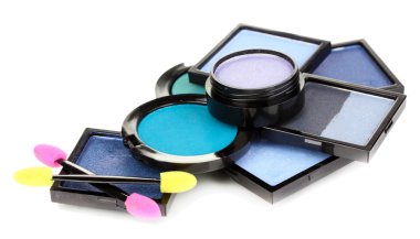 parlak göz gölgeler ve üzerinde beyaz izole Vakfı için sünger fırçalar