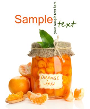 lezzet ve üzerinde beyaz izole mandalina, portakal reçeli