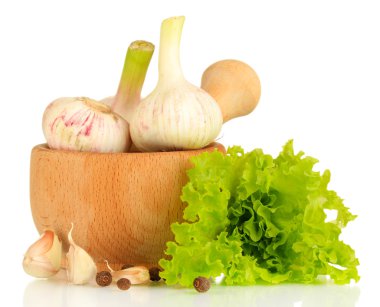 Sarımsak beyaza izole edilmiş