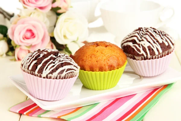 Sweet cupcakes close up — Stock Photo, Image