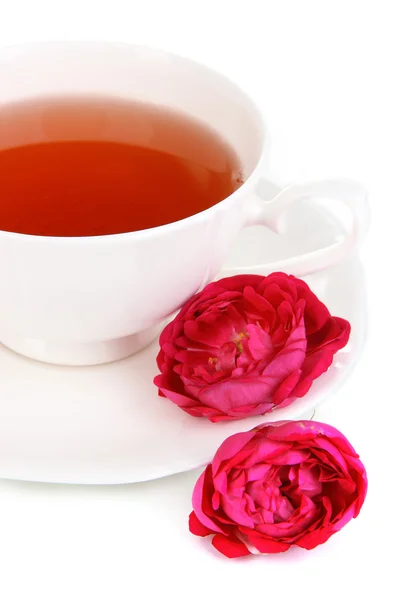 Chá rosa isolado em branco — Fotografia de Stock
