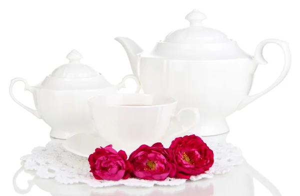 Té rosa aislado en blanco — Foto de Stock