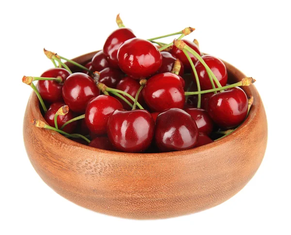 Cherry bessen in kom geïsoleerd op wit — Stockfoto