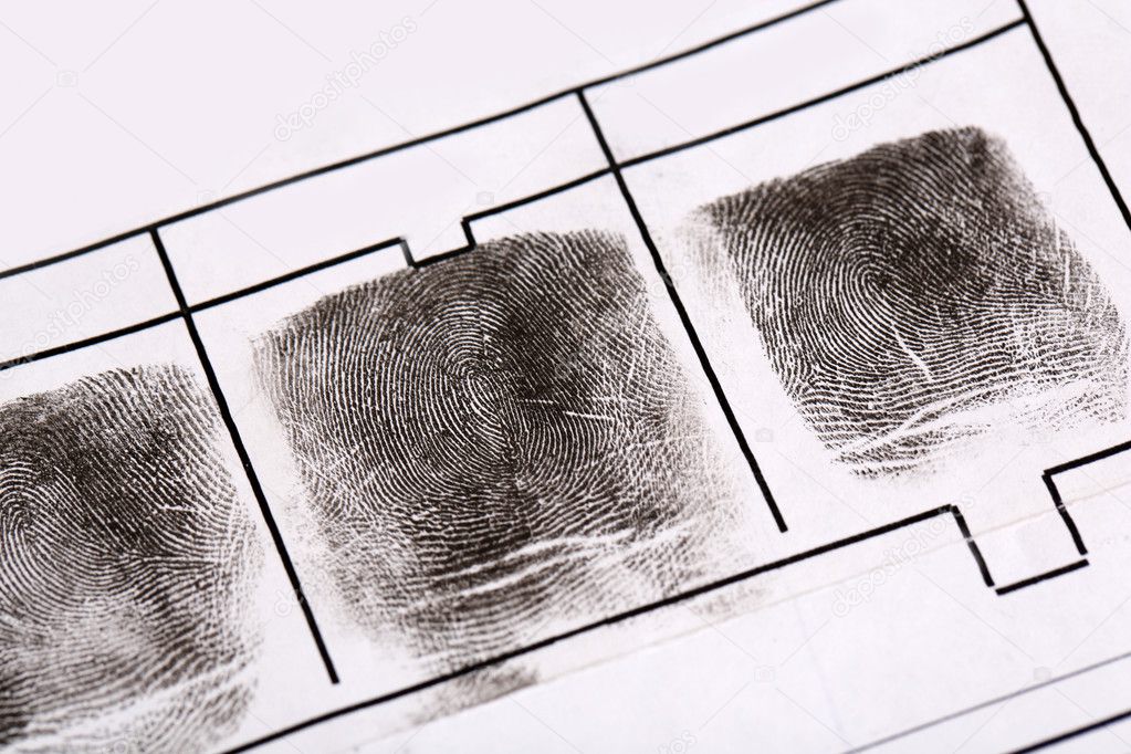 Fingerprints close-up isolated on white