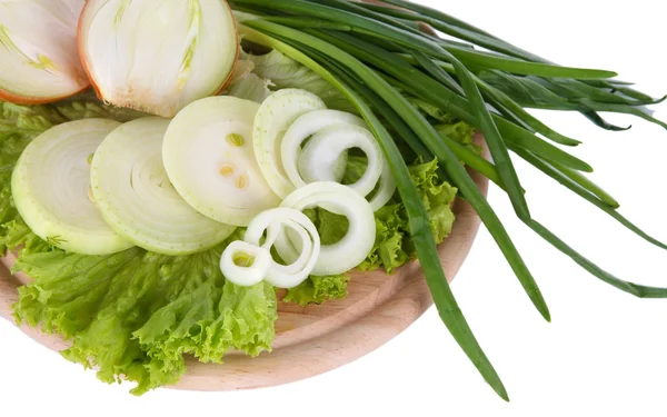Composition with herbs and onions isolated on white — Stock Photo, Image