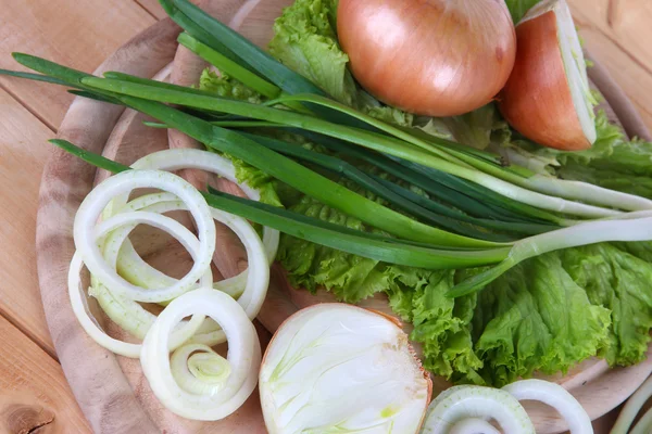 Composition with herbs and onions close-up — Stock Photo, Image