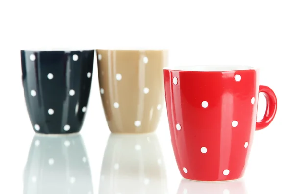 Drei Tassen Polka Dot isoliert auf weiß — Stockfoto