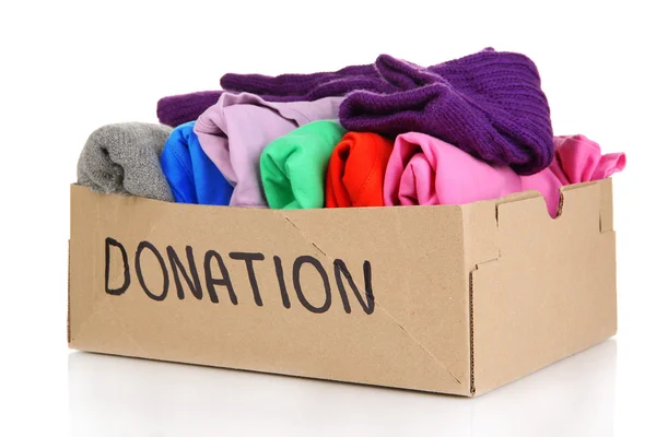 Donatie box geïsoleerd op wit — Stockfoto