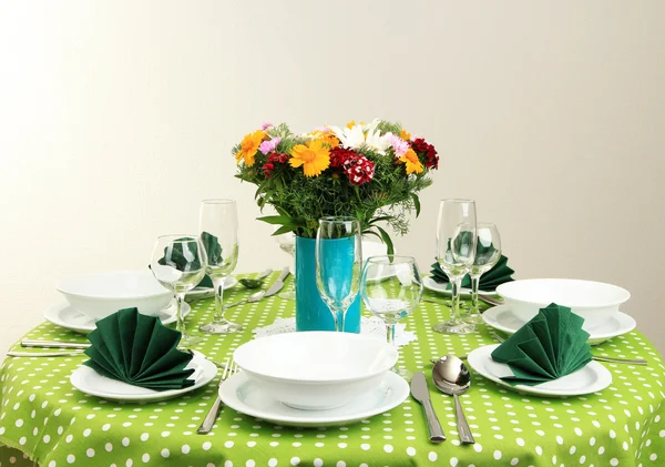 Beautiful table setting for breakfast — Stock Photo, Image