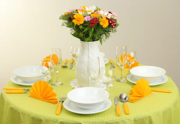 Beautiful table setting for breakfast — Stock Photo, Image