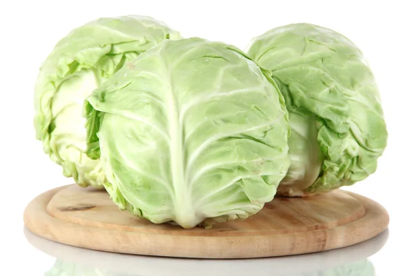 Cabbage on board for cutting isolated on white — Stock Photo, Image