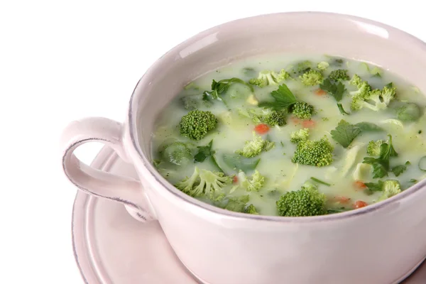 Sopa de col en plato aislado en blanco —  Fotos de Stock