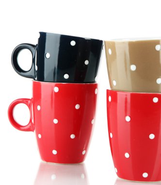 polka dot beyaz izole dört bardak