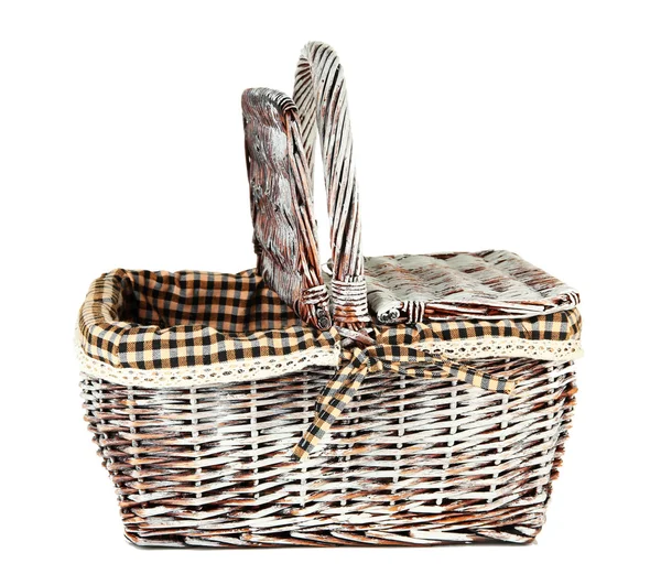 Picnic basket, isolated on white — Stockfoto