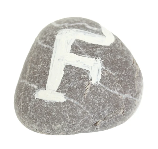Fortune telling with symbols on stone isolated on white — Stock Photo, Image