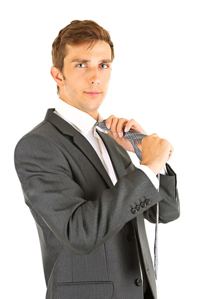 Retrato de joven empresario, aislado sobre blanco —  Fotos de Stock