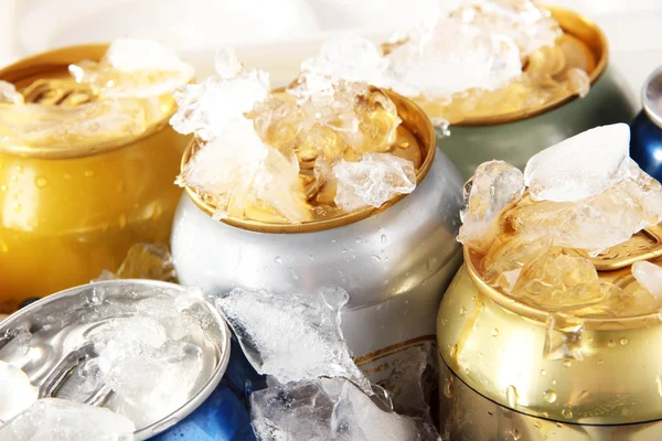 Metal tin on with ice close-up — Stock Photo, Image