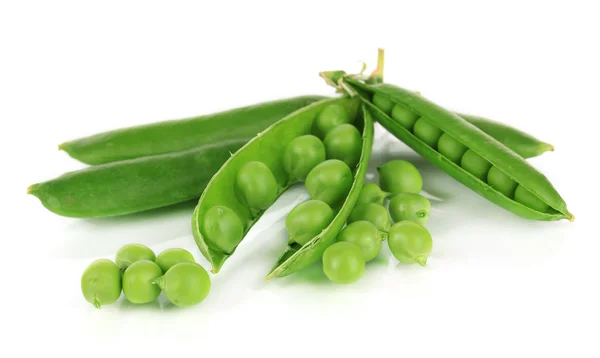 Piselli verdi dolci isolati su bianco — Foto Stock