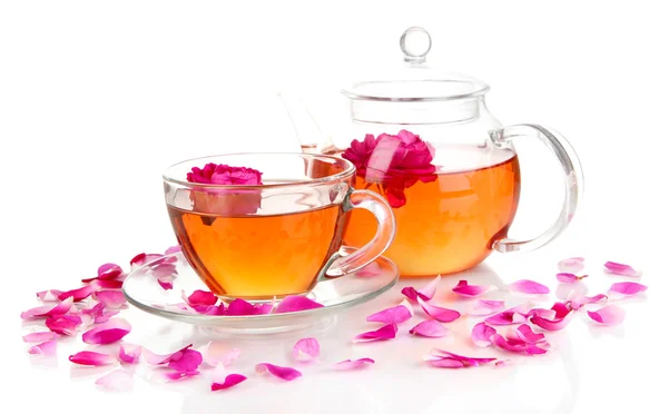 Розовый чай на белом — стоковое фото