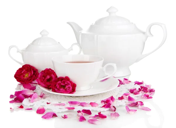 Té rosa aislado en blanco — Foto de Stock