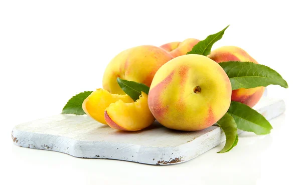 Ripe sweet peaches, isolated on white — Stock Photo, Image