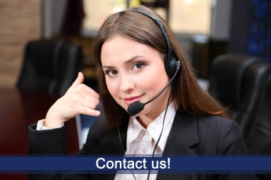 Call center operator at wor clipart