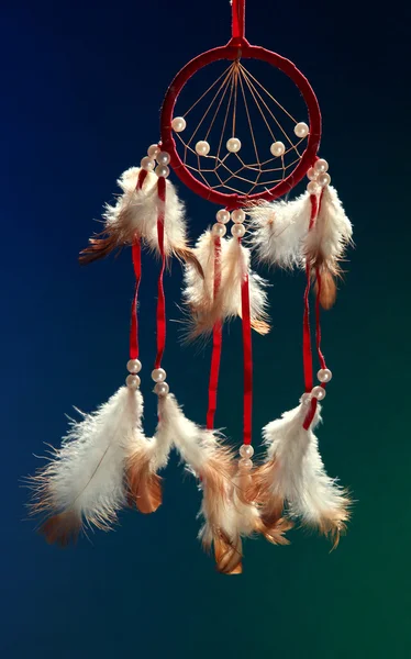 Beautiful dream catcher on color background — Stock Photo, Image