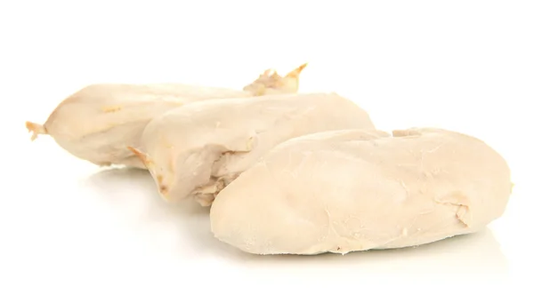 Petto di pollo bollito isolato su bianco — Foto Stock