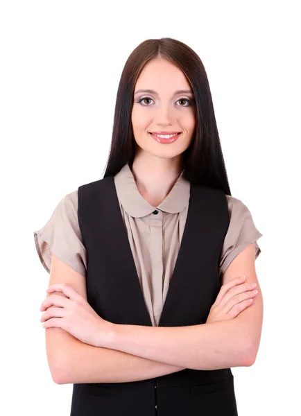 Young business woman, isolated on white — Stock Photo, Image