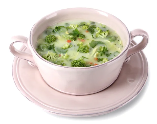 Zuppa di cavolo in piatto isolato su bianco — Foto Stock