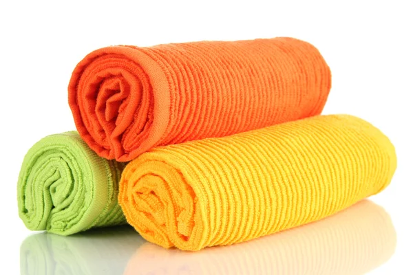 Colorful towels isolated on white — Stock Photo, Image