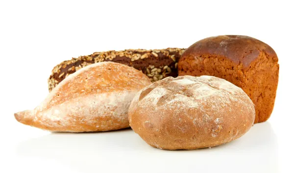 Komposition mit Brot, isoliert auf weiß — Stockfoto