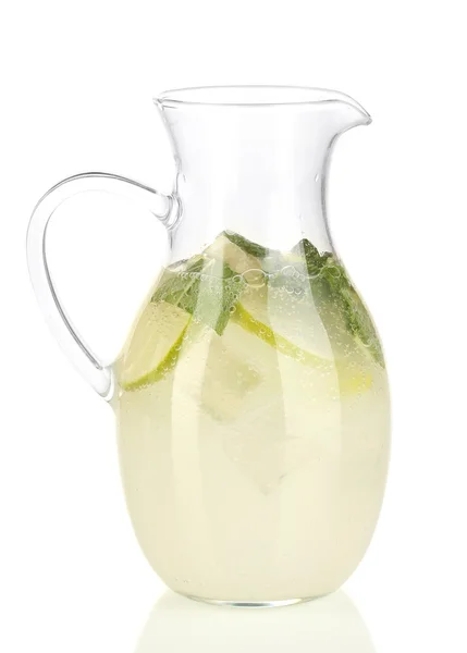 Lemonade in pitcher isolated on white — Stock Photo, Image
