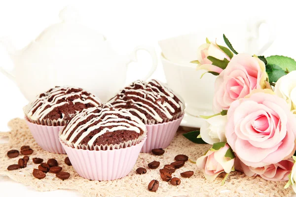 Zoete chocolade cupcakes close-up — Stockfoto