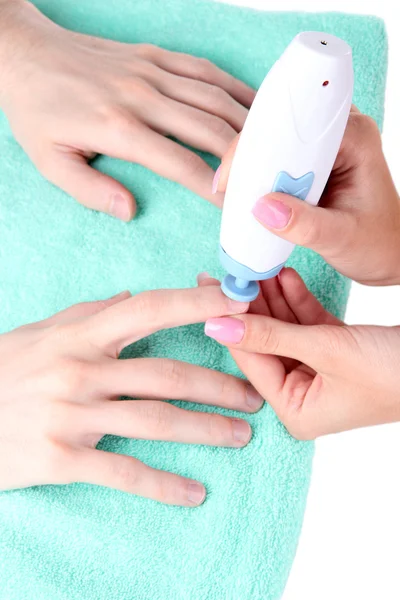 Man doing manicure in salon — Stock Photo, Image