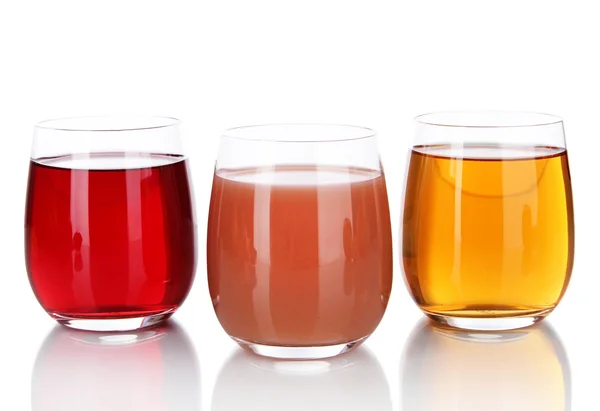 Glasses of fresh juice isolated on white — Stock Photo, Image