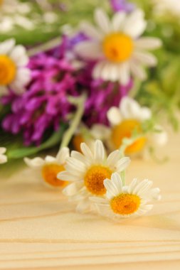 ahşap zemin üzerinde kır çiçekleri