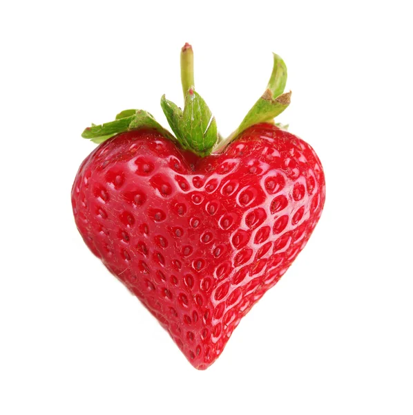 Sweet strawberry in heart-shaped isolated on white — Stock Photo, Image