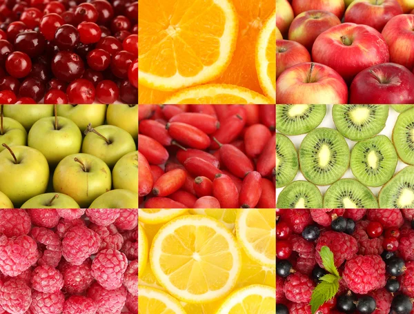 Колаж зі смачними фруктами — стокове фото