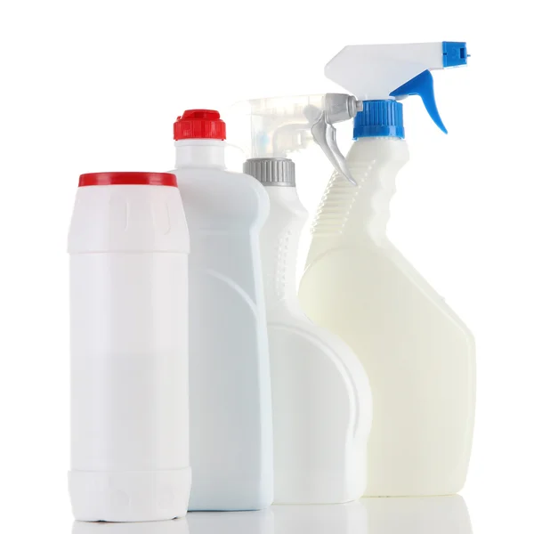 Different kinds of kitchen cleaners, isolated on white — Stock Photo, Image