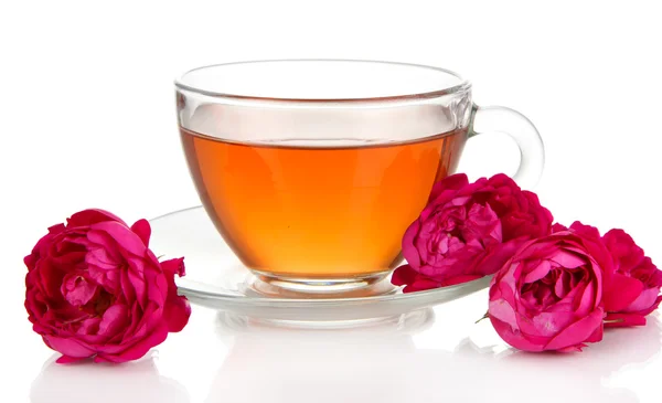 Té rosa aislado en blanco — Foto de Stock