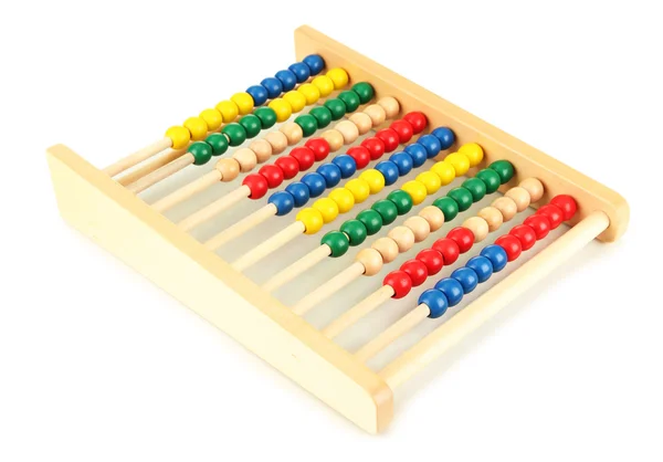 Bright wooden toy abacus, isolated on white — Stock Photo, Image