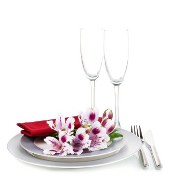 çiçekli beyaz izole Festival Tablo ayarı