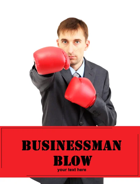 Biznesmen w Rękawice bokserskie na białym tle — Zdjęcie stockowe