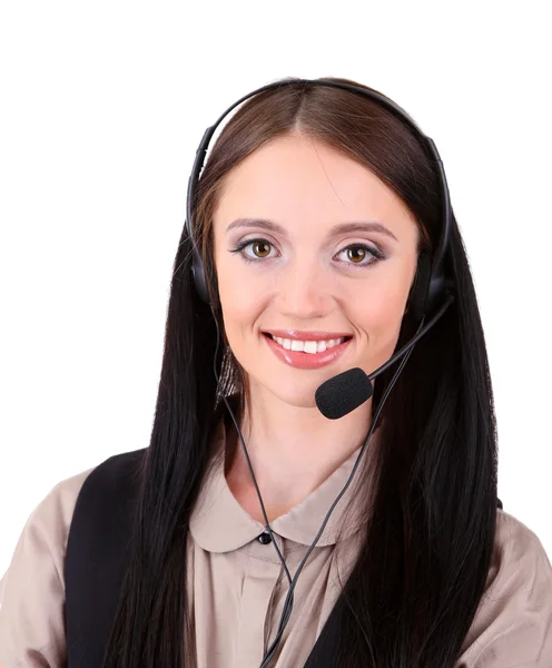 Call center exploitant, geïsoleerd op wit — Stockfoto