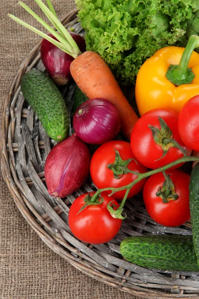 Fresh vegetables on burlap background — Stock Photo, Image