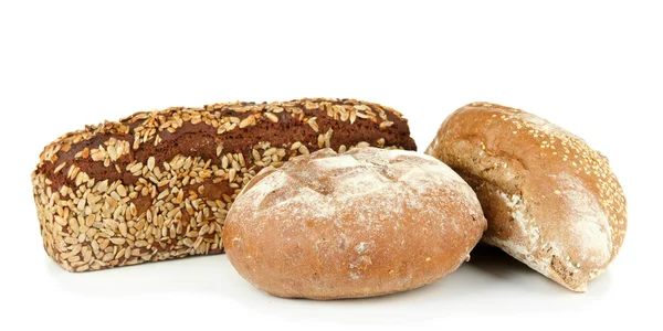 Sammansättning med bröd, isolerad på vit — Stockfoto