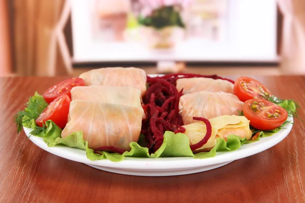 Stuffed cabbage rolls on table at home — Stock Photo, Image