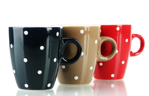 Three cups of polka dot isolated on white — Stock Photo, Image